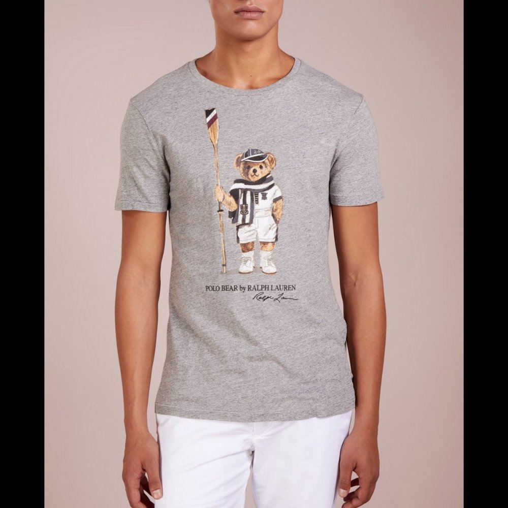 POLO RALPH LAUREN GRAY SHORT SLEEVE CLASSIC FIT BEAR CREW T-SHIRT - Picture 2 of 8